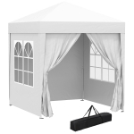 Outsunny 6.6'x6.6' Pop Up Canopy Tent with Sidewalls, Instant Sun Shelter Camping Gazebo with Carry Bag, White