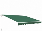 Outsunny 12' x 10' Retractable Awning Patio UV Resistant Fabric and Aluminum Frame for Deck, Balcony, Yard, Green