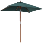 Outsunny 6.6x5ft Square Market Parasol, Wooden Patio Umbrella with Tilt Mechanism and 6 Bamboo Ribs, Garden Sunshade, Green