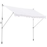 Outsunny 10x5ft Manual Retractable Awning, Patio Sun Shade Canopy Shelter with 5.6-9.2ft Support Pole, Water Resistant UV Protector, for Window, Door, Porch, Deck, White