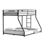 Adam Twin Over Full Metal Bunk Bed Frame, Sturdy Frame with Guardrails, Interchangeable Ladder, No Box Spring Required, Easy Assembly, Black