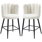 HOMCOM Faux Cashmere Bar Stools Set of 2 Counter Height Bar Stools with Back for Home Kitchen, 20.5"x19.7"x36.6", Cream