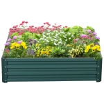 Outsunny 4' x 4' x 1' Raised Garden Bed Galvanized Steel Planter Box for Vegetables, Flowers, Herbs, Green