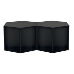 Hexagonal Coffee Table Set, 2-Piece Side Table Nightstand with Storage Shelves, Versatile Modern Design, 47.24" x 23.62" x 15.75", Black Brown