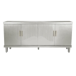 70.07'' Large 4-Door Cabinet, Solid Wood and MDF with Adjustable Shelves, 330 lbs Top Surface Capacity, 70.07''L x 15.75''W x 32.28''H, Champagne