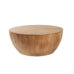Vintage Style Bucket Shaped Coffee Table with Storage, High-Quality Fir Wood and MDF, 220 lbs Load-Bearing Capacity, 35.43", Natural