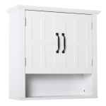 HOMCOM Wall Mount Bathroom Cabinet, Storage Organizer Kitchen Cupboard with 2 Doors and Adjustable Shelf White