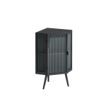 22.25" Floor Corner Cabinet with Tempered Glass Door & Storage Shelves for Bathroom, Living Room, Bedroom, Easy Assembly, 31.5" H, Black