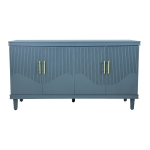 59.84'' Large 4-Door Cabinet, Solid Wood and MDF, Adjustable Shelves, 330 lbs Top Surface Capacity, 59.84''L x 15.75''W x 32.28''H, Blue