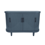 Modern Curved Sideboard, 47.2-Inch Decorative Storage Cabinet with 4 Doors, Adjustable Interior Shelves, Wooden Console Table for Living Room, Kitchen, Bedroom, Hallway, Blue