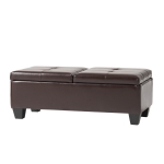 Storage Ottoman with Cushioned Top, Sturdy Frame, and Space-Saving Design, 46.5" L x 20.75" W x 17.25" H, Chocolate