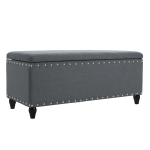 Fabric Storage Ottoman Bench with Solid Wood Construction, Versatile Seating and Storage, 42" L x 18.25" W x 18.25" H, Charcoal