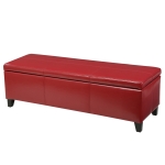 Storage Ottoman with Contemporary Design, Upholstered Seating, Versatile Storage Bench, 51.25" L x 17.5" W x 16.25" H, Red