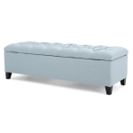 Storage Ottoman with Contemporary Design, Upholstered Seating, Versatile Storage Bench, 51" L x 17.5" W x 17" H, Blue