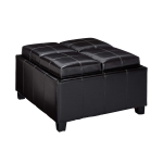 Storage Ottoman with Cushioned Top, Sturdy Frame, and Space-Saving Design, 35" L x 35" W x 19" H, Chocolate