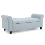 Contemporary Storage Ottoman Bench with Button Tufted Diamond Stitch, Rolled Arms, and Pressure Hinges, 50" L x 19.5" W x 20.5" H, Wheat