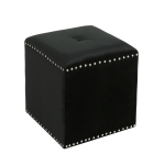 Stylish Ottoman with Cushioned Top, Sturdy Frame, and Space-Saving Design, 16.5" L x 16.5" W x 17" H, Black