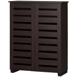 HOMCOM Narrow Shoe Cabinet with 2 Slatted Doors, Modern Shoe Storage Cabinet with Adjustable Shelves for Entryway, Hallway, Living Room, Holds 15 Pairs, Dark Brown