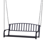 Outsunny 2 Person Front Porch Swing Patio Swing Bench, Outdoor Steel Swing Chair with Sturdy Chains, for Backyard, Deck, 528 lb Weight Capacity, Black