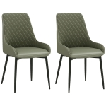 HOMCOM Upholstered Kitchen Chairs, Modern Dining Chairs Set of 2 with Diamond Tufting and Steel Legs for Dining Room, Green