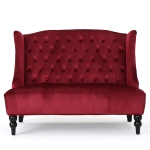 Modern Glam Loveseat Sofa with Velvet Upholstery, Wingback Design, Button-Tufted Diamond Stitch,50.50" W x 34.00" D x 38.50" H, Wine Red
