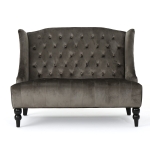 Modern Glam Loveseat Sofa with Velvet Upholstery, Wingback Design, Button-Tufted Diamond Stitch, 50.50" W x 34.00" D x 38.50" H, Gray