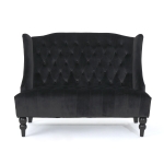 Modern Glam Loveseat Sofa with Velvet Upholstery, Wingback Design, Button-Tufted Diamond Stitch, 50.50" W x 34.00" D x 38.50" H, Black