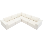 116" Modular L-Shaped Sectional Sofa with 5-Piece Free Combination, Luxury Foam-Filled Sleeper Sofa Bed, 116″ L x 116″ W x 30″ H, Beige