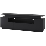 Modern TV Stand with Color Changing LED Lights, High Gloss Finish, Storage Drawers, Cabinets, Fits 75+" TVs, 67" L x 13" W x 22.5" H, Black