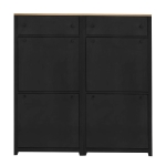 Modern Slim Shoe Cabinet Set with 4 Flip Drawers, Wood Grain Pattern Top, Adjustable Panels, Shoe Rack for Hallway, Black