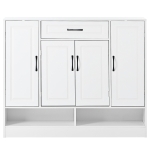 Sleek and Modern Shoe Cabinet with Adjustable Shelves, Minimalist Shoe Storage Organizer, Space-Saving Design, 47.5" L x 12" W x 39.5" H, White