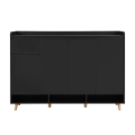 Sleek and Contemporary Shoe Cabinet with Adjustable Shelves, Solid Wood Legs, and Ample Storage, 55.5" L x 14" W x 39.5" H, Black
