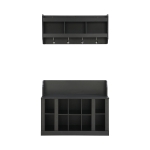 Shoe Cabinet Storage with Shelves and 4 Hooks, Elegant Hall Tree with Wall Mounted Coat Rack, Entryway Organizer for Hallway, Mudroom, Black