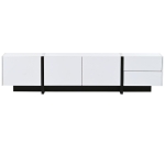 Vinsetto Modern TV Stand Console Table with High Gloss UV Surface, Contemporary TV Stand for TVs Up to 80", 2 Drawers and 3 Cabinets, White