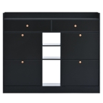 Modern Shoe Cabinet with 4 Flip Drawers, 2-Tier Shoe Storage Organizer, Shoe Rack for Entrance Hallway, 50.5" L x 9.5" W x 42.5" H, Black