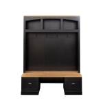 Farmhouse 4-in-1 Hall Tree with Bench and Adjustable Shelves, Multifunctional Storage Coat Rack with Hooks, 55" L x 16.5" W x 73.5" H, Black