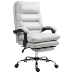Vinsetto Microfibre Massage Office Chair, Heated Reclining Chair with Footrest, Double-tier Padding, Swivel Wheels, Light Gray