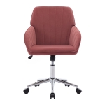 Adjustable Swivel Chair with Memory Foam Cushion and Lumbar Support, Ergonomic Office Chair with Silver Base, 25" L x 23" W x 38" H, Rose Red