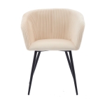 Modern Velvet Dining Chair with Armrests, Cushioned Bucket Seat, Ergonomic Design, 23" L x 22" W x 30" H, Creamy White