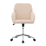 Adjustable Swivel Chair with Memory Foam Cushion and Lumbar Support, Ergonomic Office Chair with Silver Base, 25" L x 23" W x 38" H, khaki