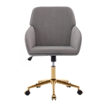 Adjustable Swivel Chair with Memory Foam Cushion and Lumbar Support, Ergonomic Office Chair with Golden Base, 25" L x 23" W x 38" H, Gray