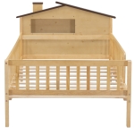 Twin Size Wood Platform Bed with House-Shaped Headboard, LED Light, Built-in Storage, 82" L x 41" W x 36" H, Natural