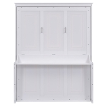 Space-Saving Design Queen Size Murphy Bed with Shelf, Solid Wood and MDF, 86" L x 69.5" W x 87" H, White