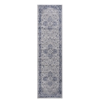 Naar 2x8 Stain-Resistant Area Rug with Cotton Backing, Medium Pile Height, Kid and Pet-Friendly Carpet, 96" L x 26" W x 0.35" H, Blue+Gray