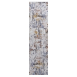 Naar 2x8 Abstract Stain-Resistant Area Rug with Cotton Backing, Medium Pile Height, Kid and Pet-Friendly Carpet, 96" L x 26" W x 0.3" H, Ivory+Navy