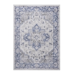 Naar 2x3 Stain-Resistant Area Rug with Cotton Backing, Medium Pile Height, Kid and Pet-Friendly Carpet, 36" L x 24" W x 0.35" H, Blue+Gray
