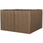 Outsunny 10' x 10' Universal Gazebo Sidewall Set with 4 Panels, Hooks/C-Rings Included for Pergolas & Cabanas, Brown
