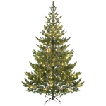 HOMCOM 6.5ft Artificial Prelit Sparse Cedar Christmas Tree with LED Lights and 1933 Tips, Steel Base for Home Office Holiday