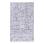 8x10 Foldable Low-Pile Non-Slip Non-Shedding Area Rug, Machine Washable, Kid and Pet Friendly, Carpet for Living Room, Kitchen, Blue+Cream