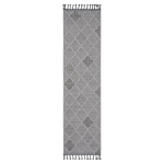 2x8 Stain Resistant Geometric Indoor Outdoor Area Rug, Kid and Pet-Friendly Non-Shedding Carpet, 96" L x 26" W x 0.3" H, White+Gray